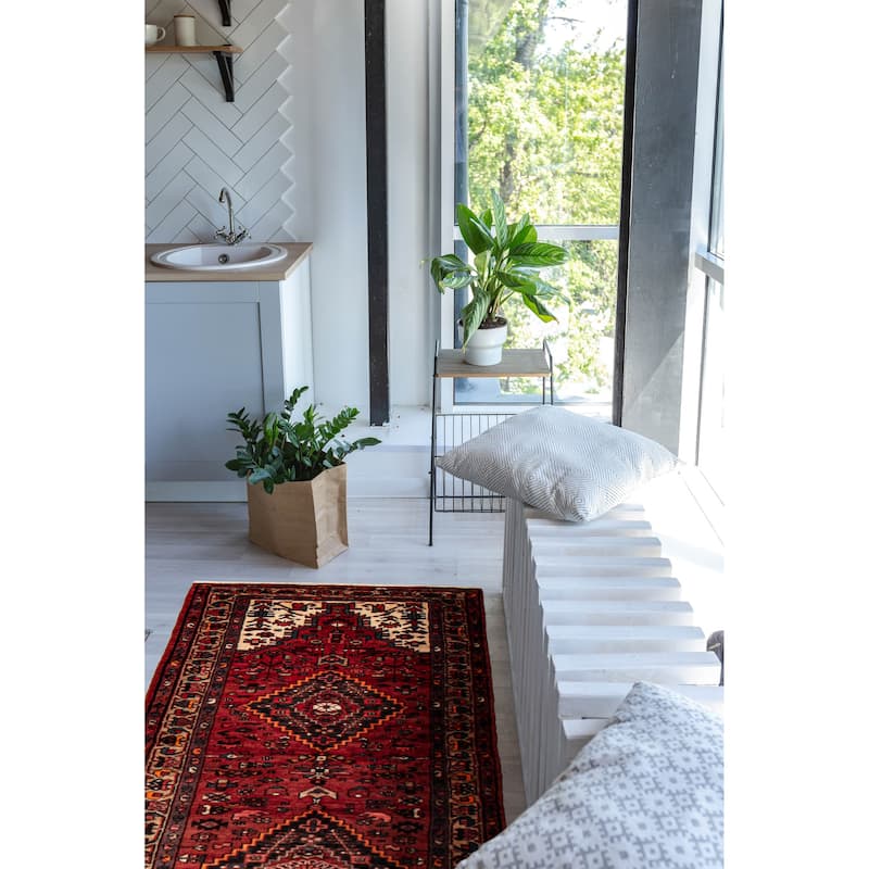 ECARPETGALLERY Hand-knotted Anadol Red Wool Rug - 3'7 x 9'9