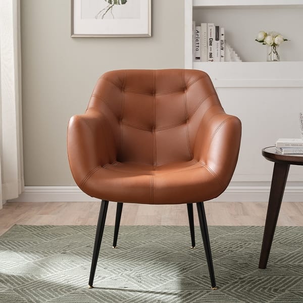 Modern Faux Leather Accent Armchair for Living Room Leisure Sofa Chair