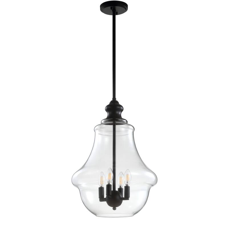 Catalina Adjustable Metal/Glass LED Pendant, Oil Rubbed Bronze by JONATHAN Y