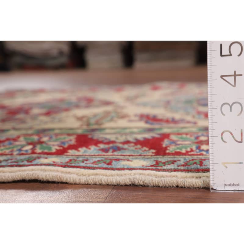 Kazak Yellow Oriental Accent Rug Hand-Knotted Wool Carpet - 4'1" x 5'7"