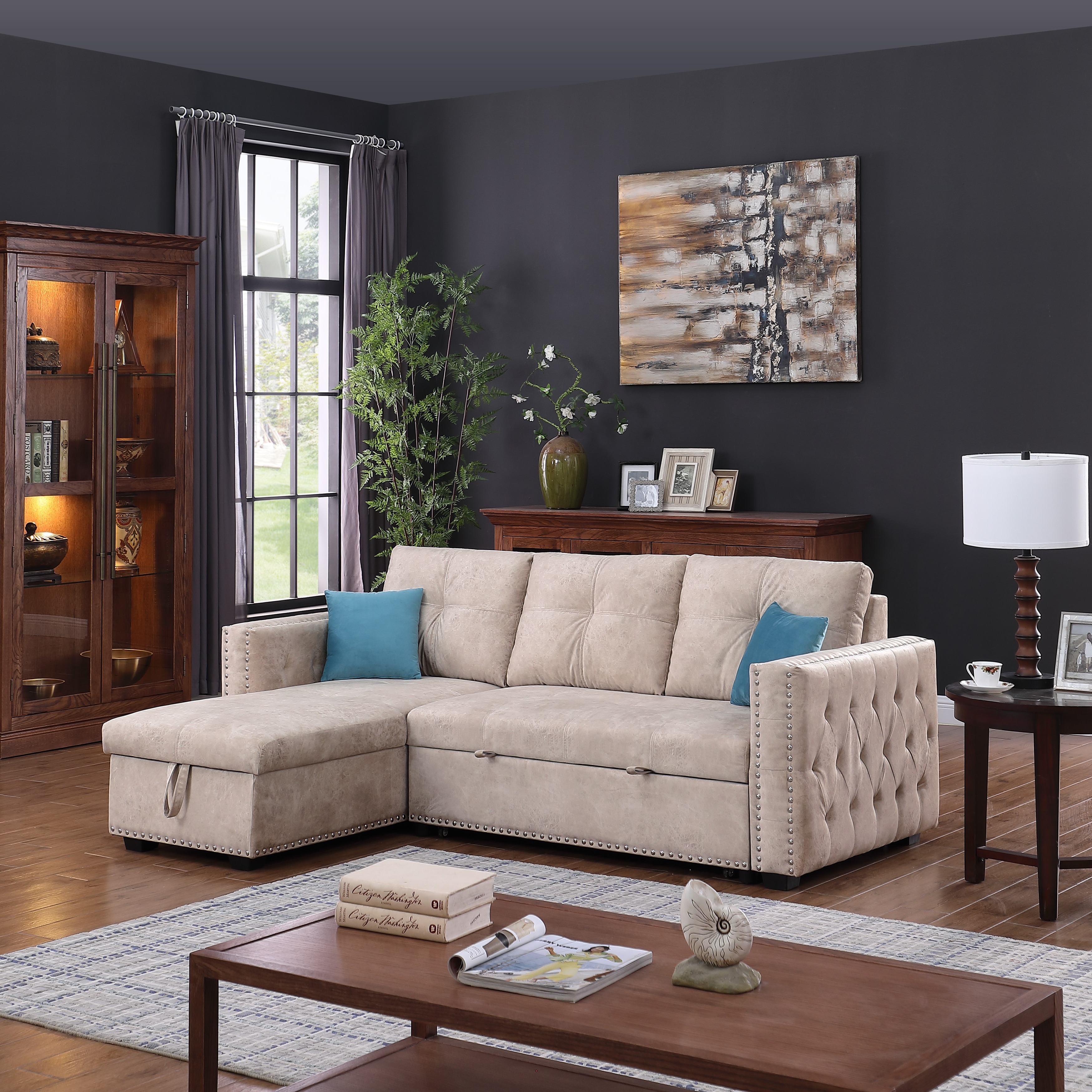 Reversible sleeper sectional with storage sale