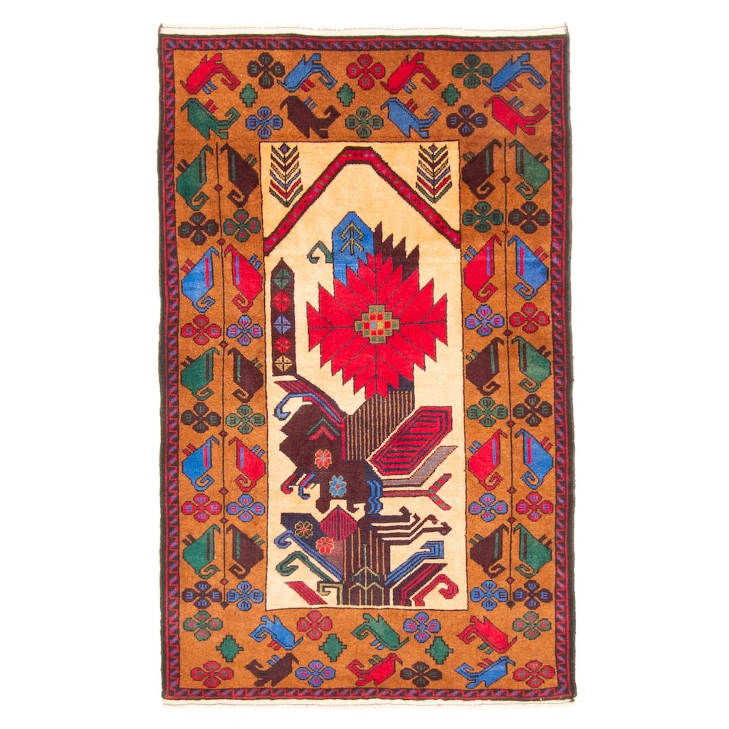 ECARPETGALLERY Hand-knotted Teimani Light Orange Wool Rug - 2'9 x 4'6