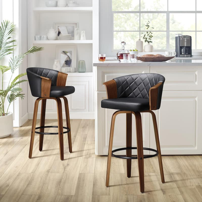 Art Leon Mid-century Modern Swivel Counter Stools (Set of 2) - BLACK