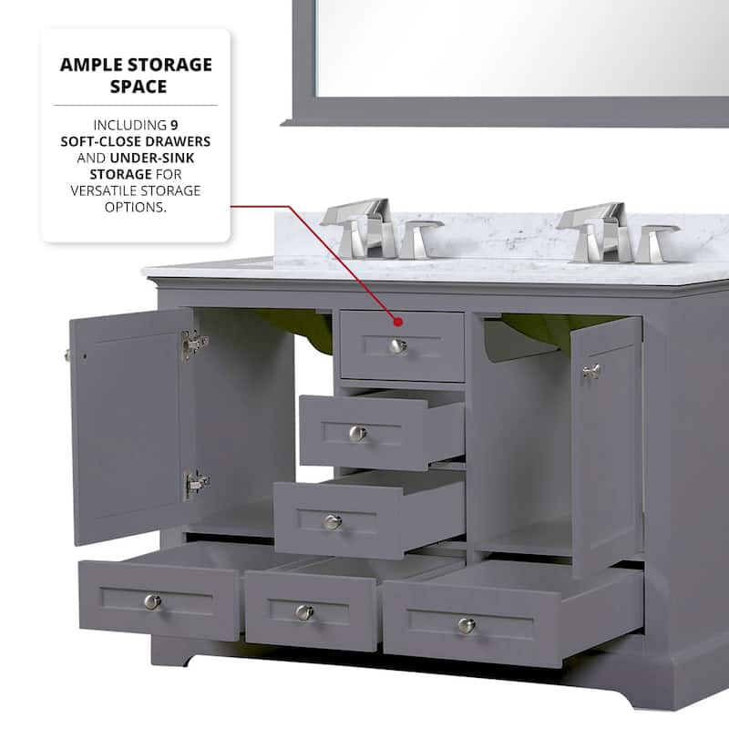 Dukes 48 in. W x 22 in. D Dark Grey Double Bath Vanity and Carrara Marble Top