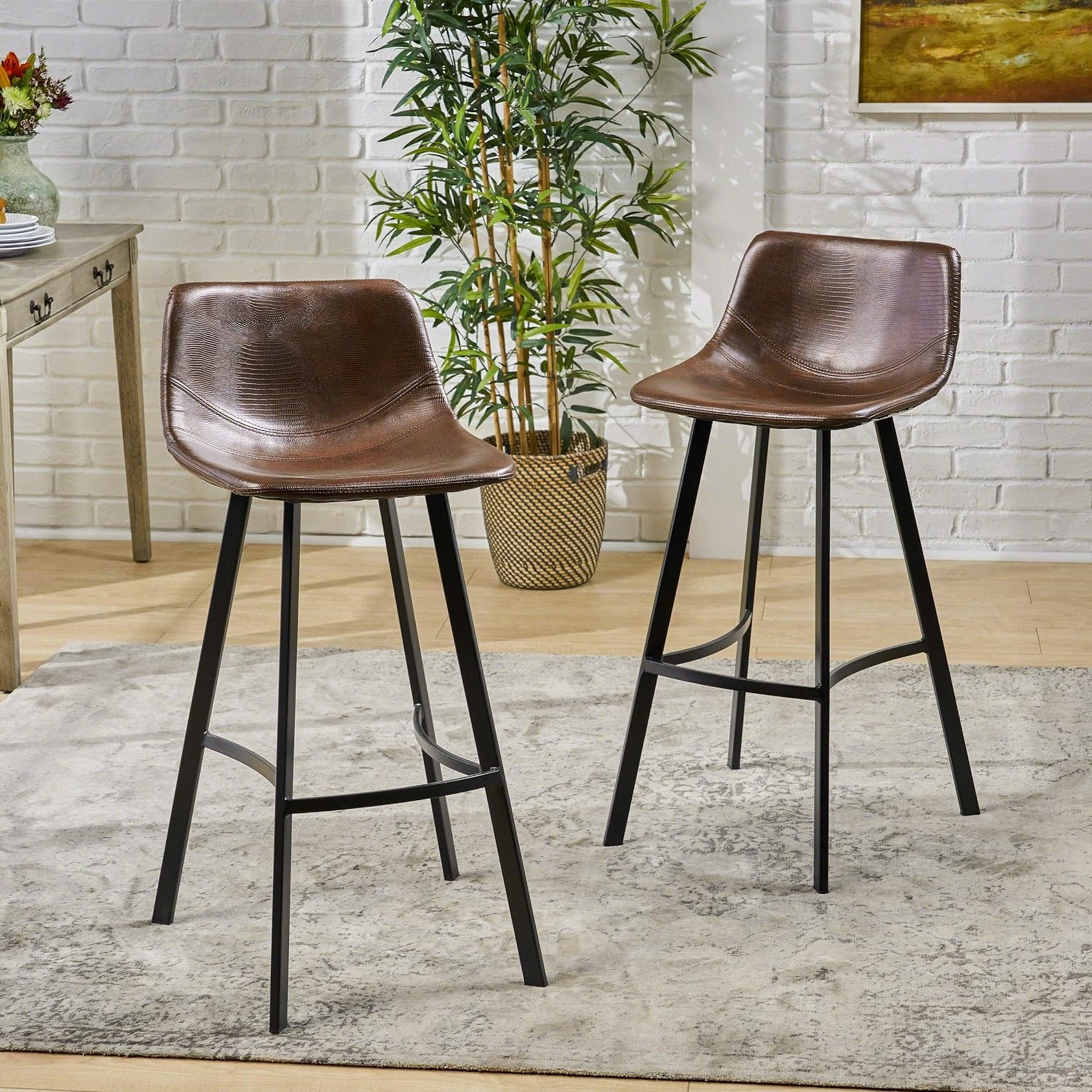 Bistro Bar Chair Curved Counter Back Bar Stool High Stool (Set of 2)