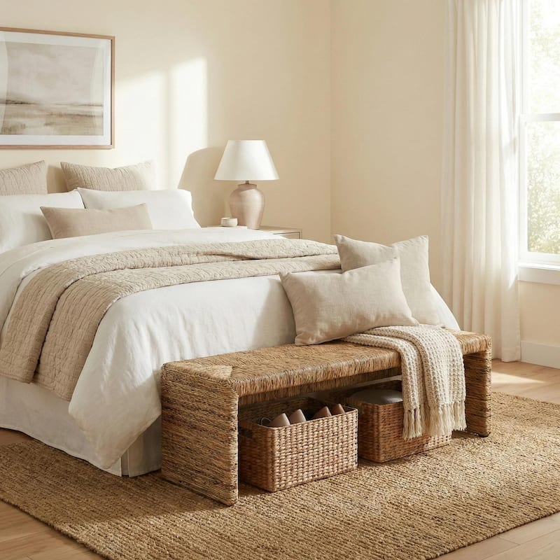 NPD Furniture Kanza Woven Abaca Indoor Bench