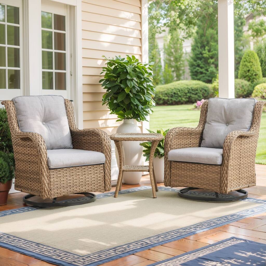 Outdoor Swivel Chairs Patio Rocker Glider Chairs with Coffee Table
