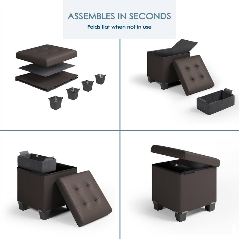 Empyrean Tuffted Folding Foot Rest Storage Ottoman Bench with Storage Bins
