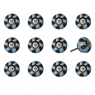 HomeRoots 1.5" x 1.5" x 1.5" Ceramic/Metal Multicolor 12 Pack Knob - 1.5" x 1.5" x 1.5"
