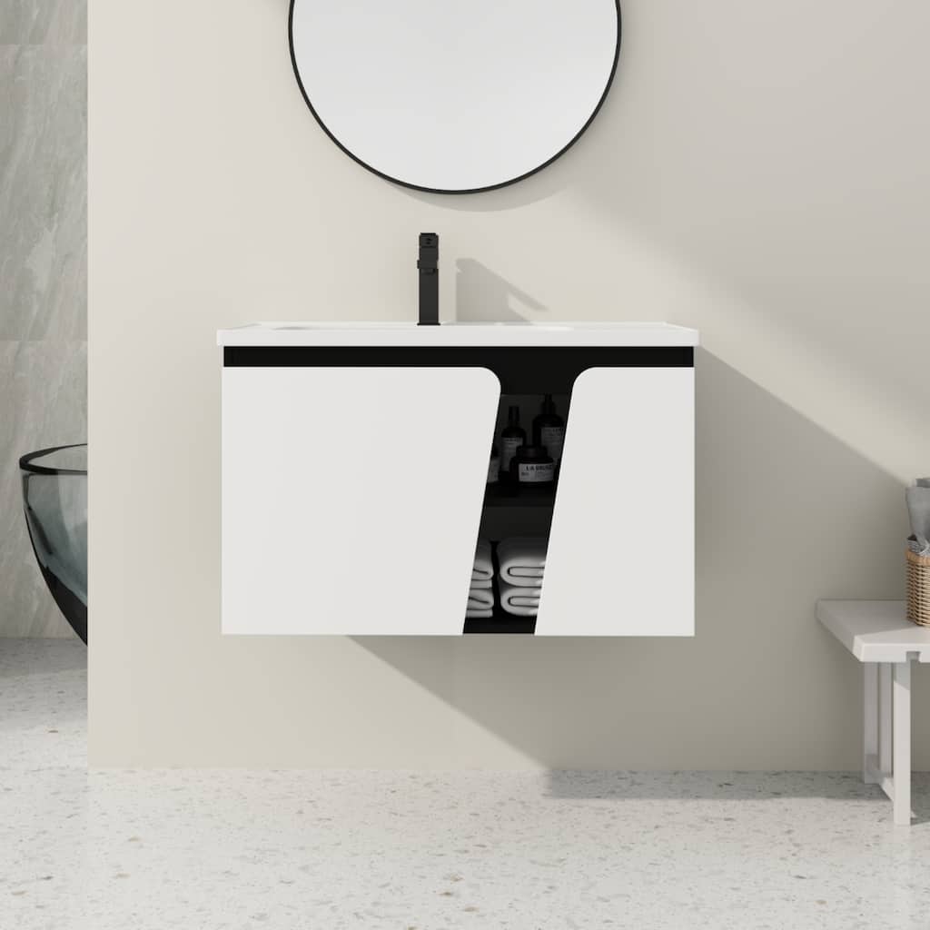Floating Wall-Mounted Bathroom Vanity With Single Sink