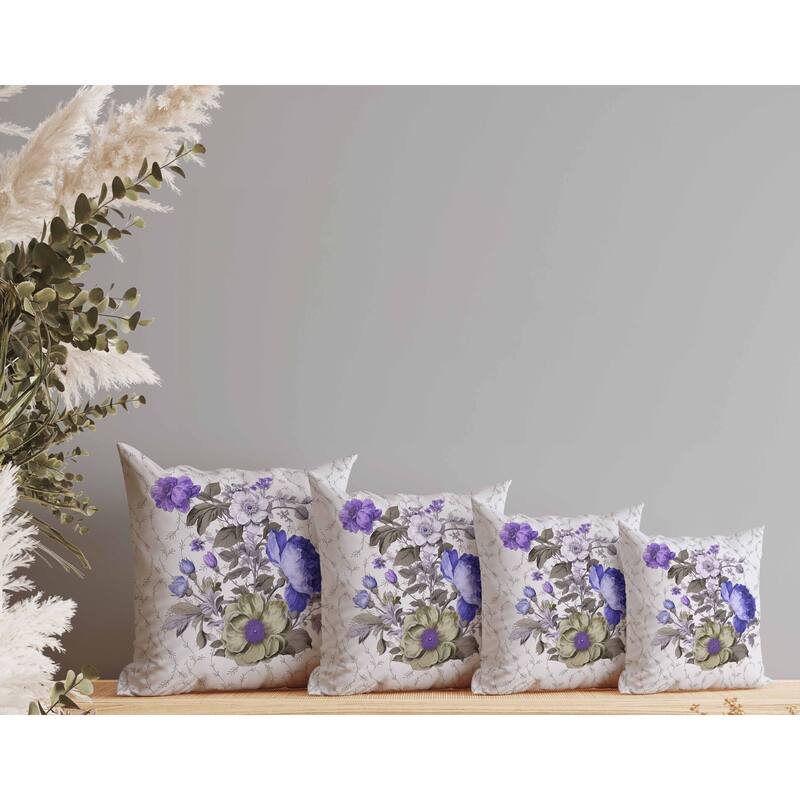 Flower and Knop Faux Suede Reversible Throw Pillow Brown and Blue