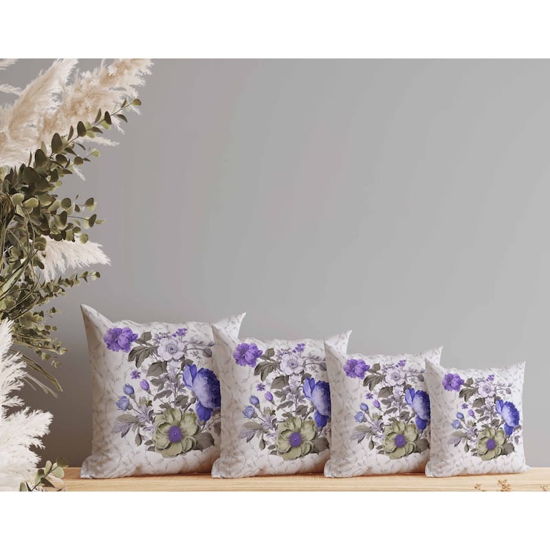 Flower and Knop Indoor/Outdoor Reversible Throw Pillow Brown and Blue