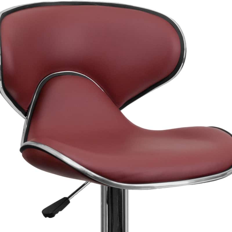 Contemporary Cozy Mid-back Vinyl Height-adjustable Chrome Barstool - 16"W x 17.5"D x 34.5" - 43"H
