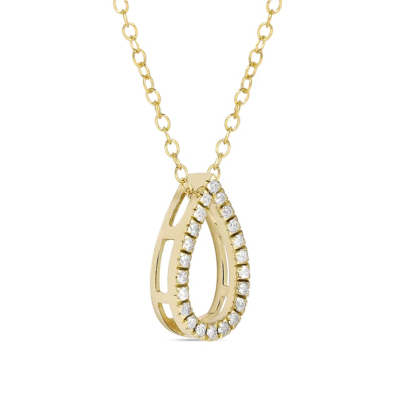1/6ct - 1ct TDW 14K Gold Open Pear Diamond Pendant Necklace for Women