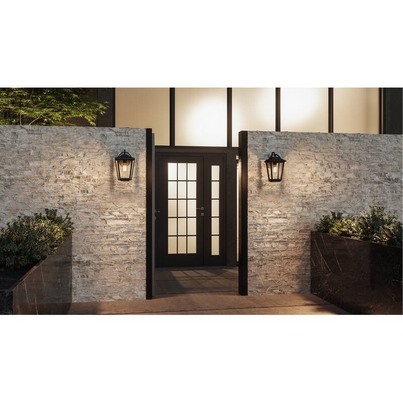 Darius 1-Light Outdoor Wall Lantern in Earth Black