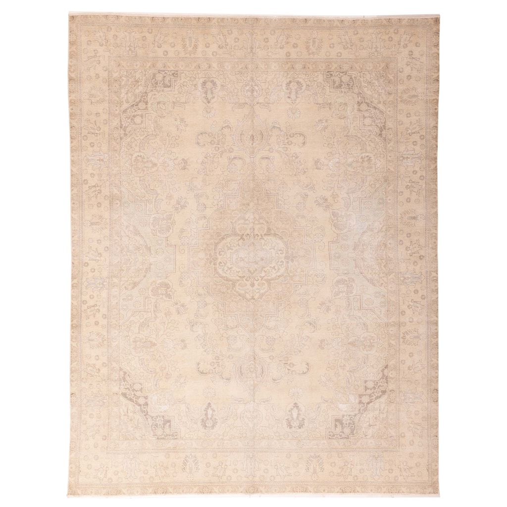 ECARPETGALLERY Hand-knotted Antalya Vintage Beige Wool Rug - 9'10 x 12'7