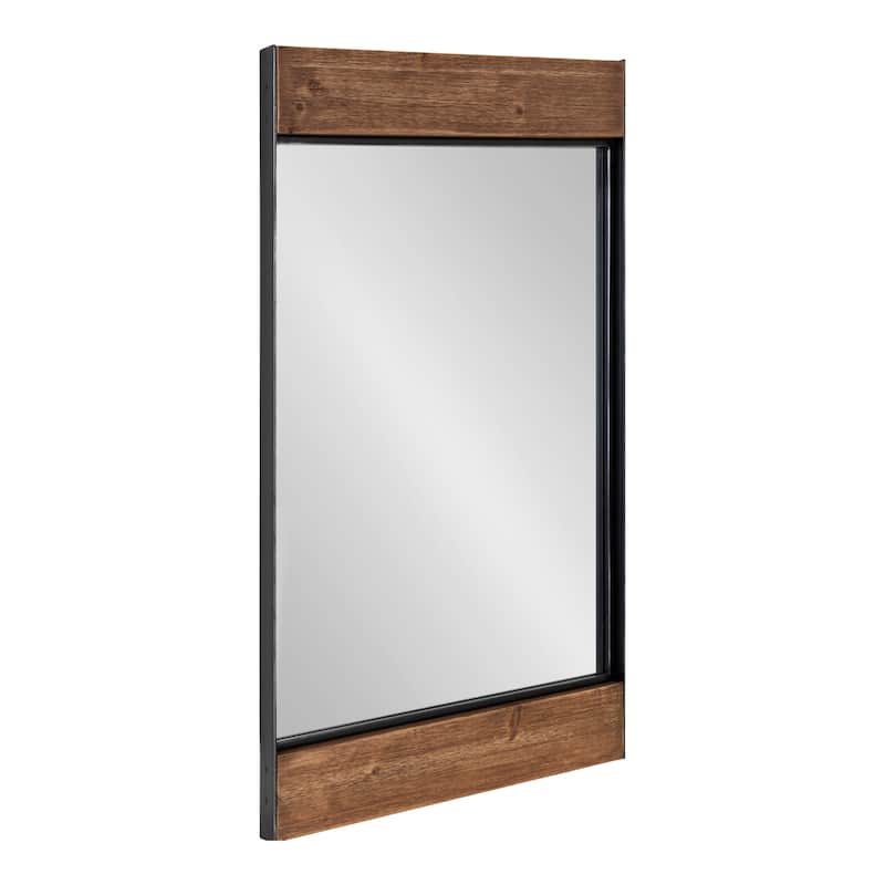 Kate and Laurel Kincaid Wood and Metal Framed Wall Mirror - Rustic Brown/Black - 20x36