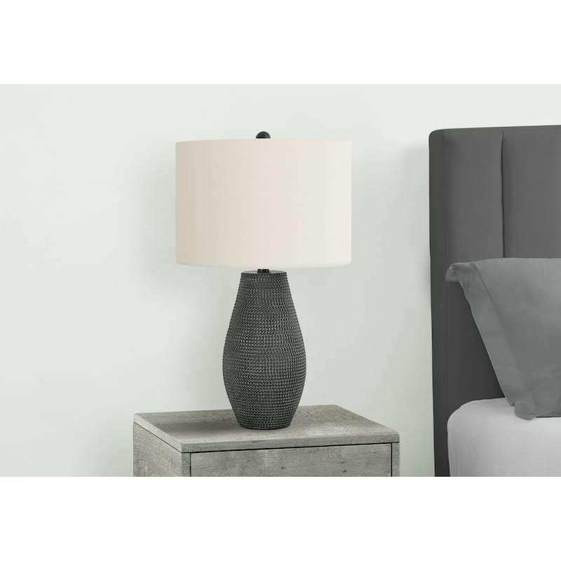 Contemporary Table Lamp 24 Inch Height Textured Resin Base Fabric Shade