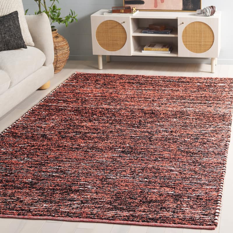 SAFAVIEH Handmade Cape Cod Sabrie Cotton Rug - Orange/Black - 6' Square