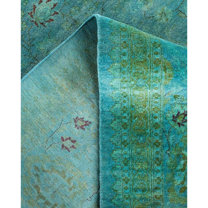 Overdyed, One-of-a-Kind Hand-Knotted Area Rug - Green - 10' 3" x 20' 4"