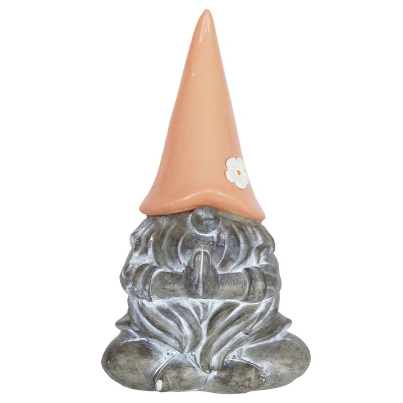 Exhart Good Time Solar Gnamaste Meditating Gnome Statue with Colorful Hat, 11 Inch