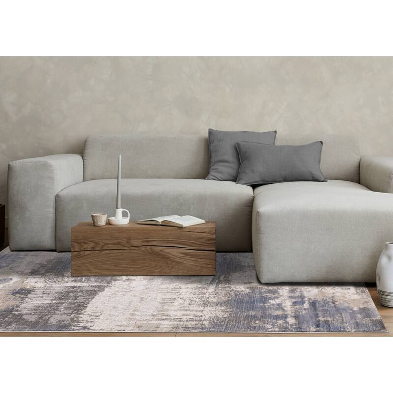 Leonardo Grey Blue Abstract Area Rug