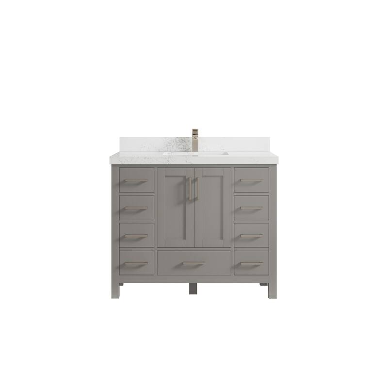 Willow Collections 42 in. W x 22 in. D Malibu Single Sink Bathroom Vanity with Countertop - 2" Empira White - Elephant Skin Gray