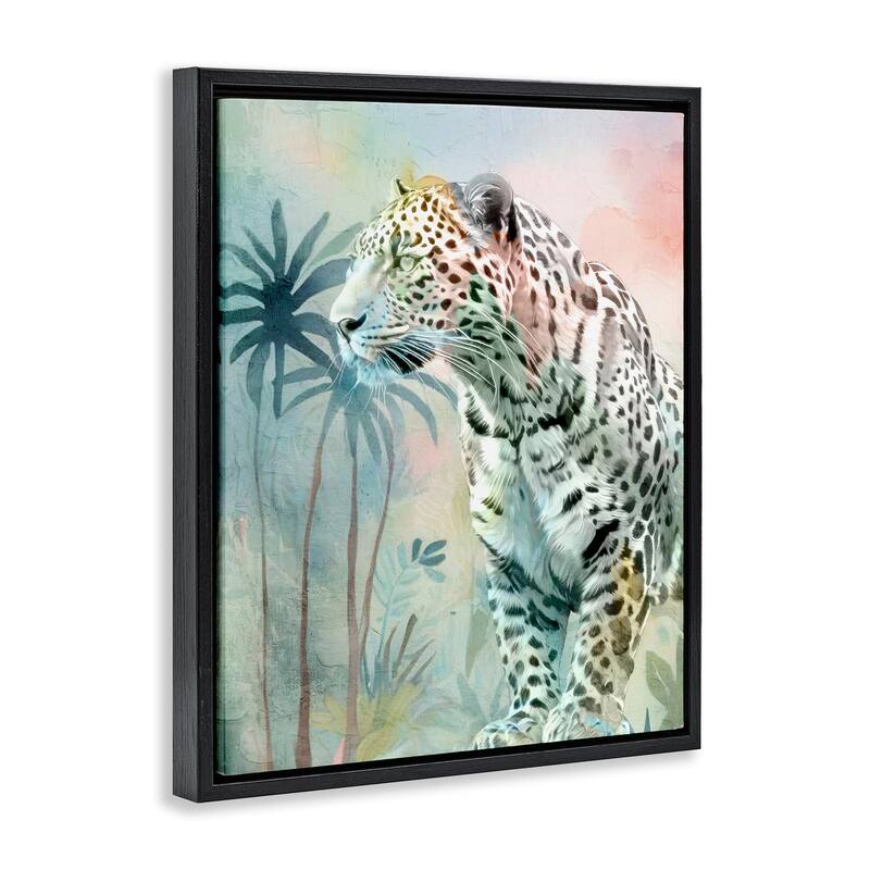 Stupell Gazing Jungle Leopard Framed Floater Canvas Wall Art Design By Kim Allen
