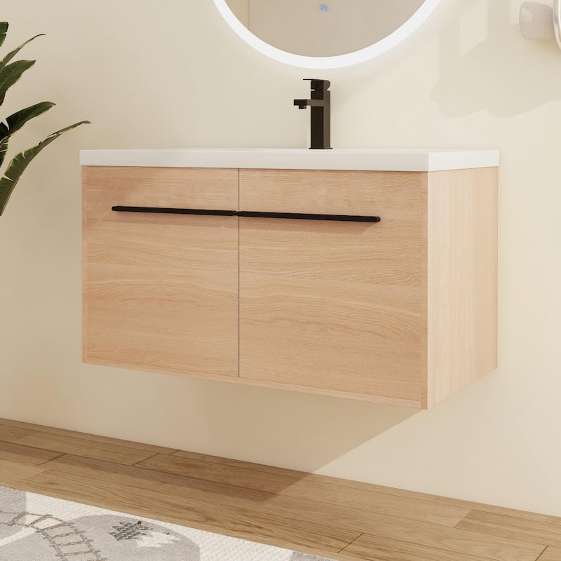 Malwee 24"/30"/36" Floating Bathroom Vanity, Wall Mounted Bathroom Vanity with Sink and Soft Close Doors
