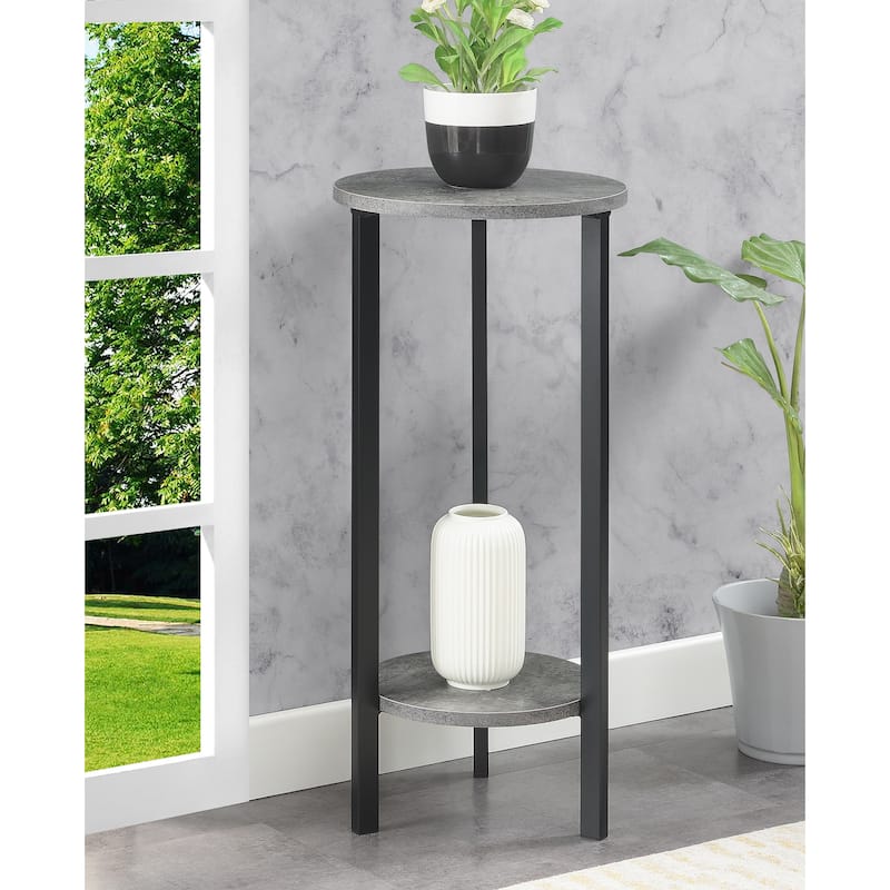 Convenience Concepts Graystone 31 inch 2 Tier Plant Stand - Cement/Black