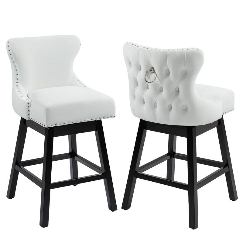 AVAWING Set of 2 Upholstered Fabric Bar Stools Chairs