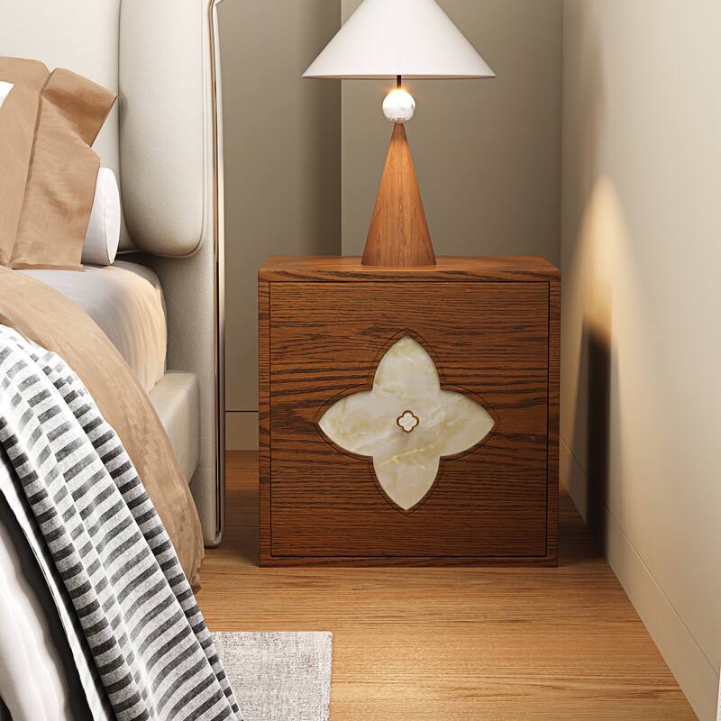 19.6'' W Nightstand With Storage Door - Brown& Shell Star
