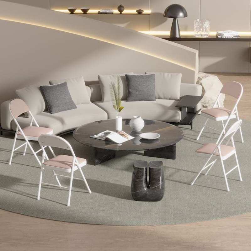 VECELO Dining Chairs Set of 4/8, Beige/Black Folding Chairs with Steel Frame