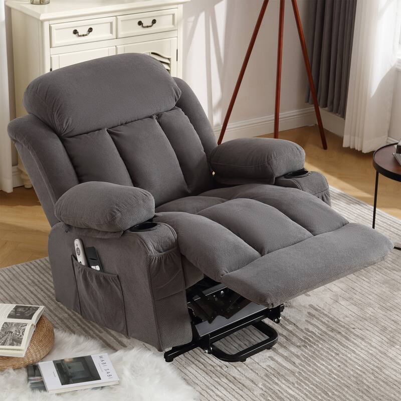 Power Lift Velvet Recliner Chair w/Heat and Massage & USB Charge Port