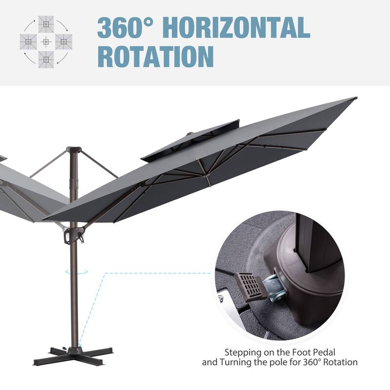 VredHom 10 X 10 ft Square Patio Cantilever-Offset Umbrella