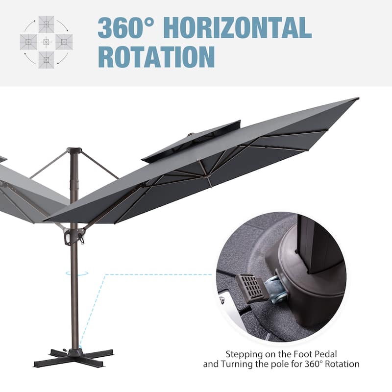 VredHom Offset Cantilever Patio Umbrella with 4-piece Fillable Base