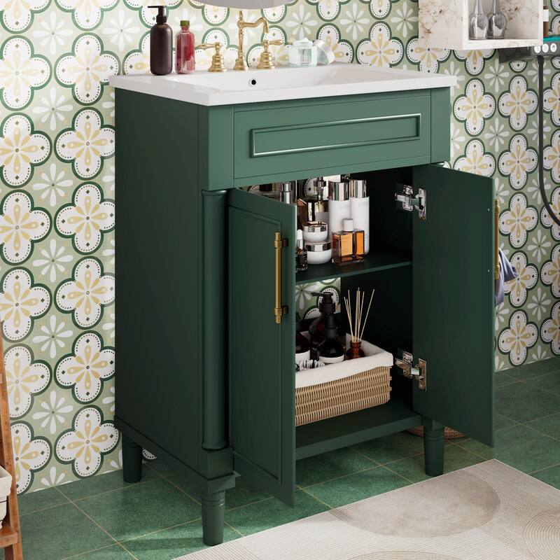 24" Bathroom Vanity with Integrated Ceramic Sink
