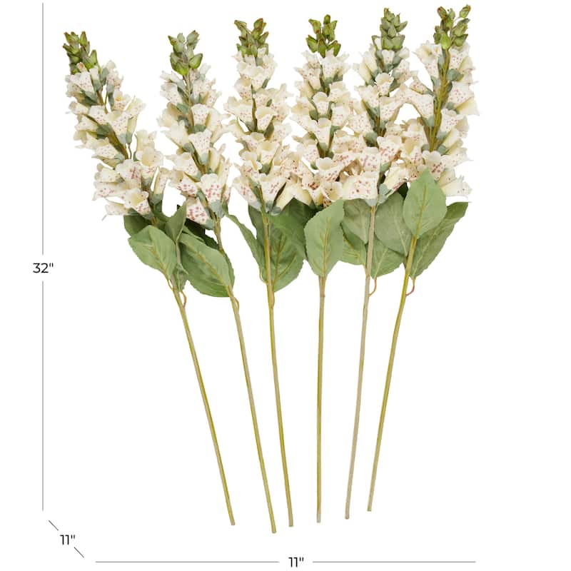 Faux Foliage Foxglove Tall Artificial Flower Stem - Set of 8 White - Roche River Decor