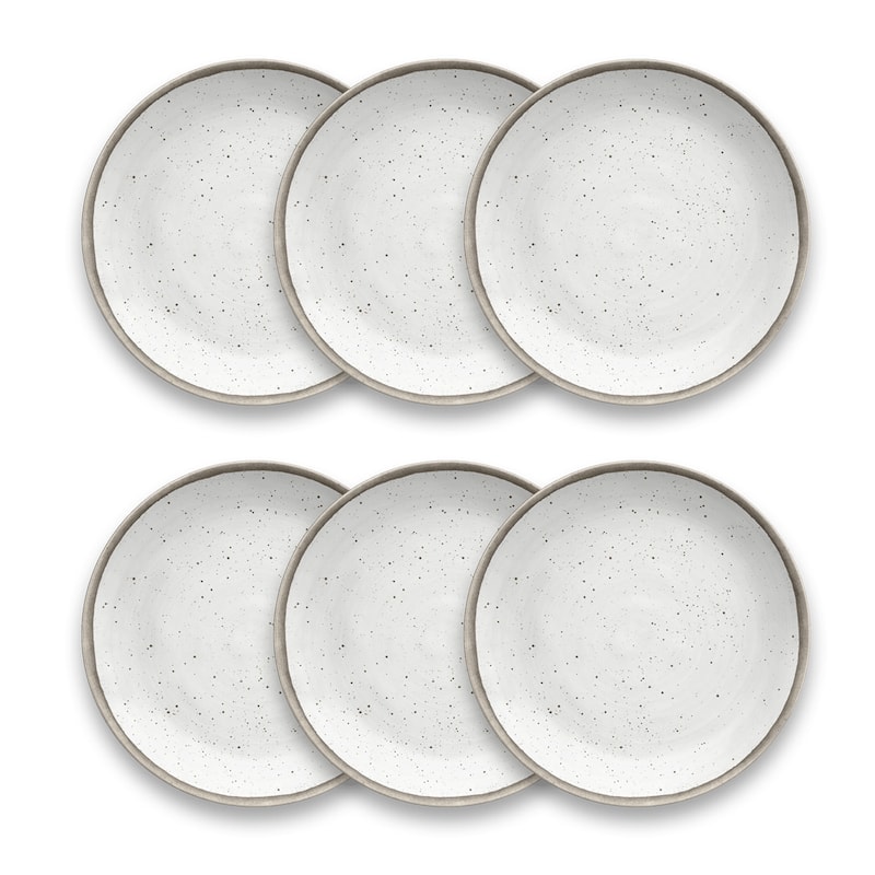 Abode Homewares Retreat Pottery Merge Bamboo Salad Plate - White - 8.5" - Set of 6 - 6 Piece