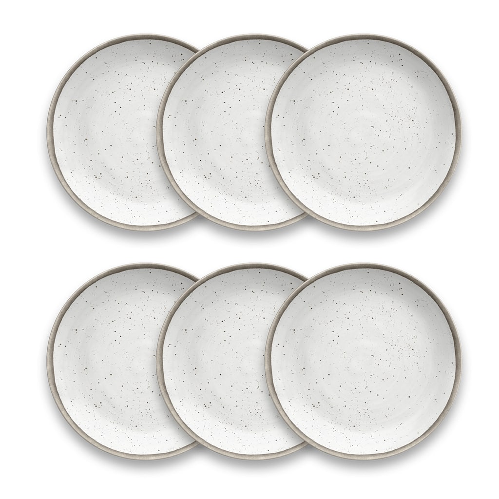 Abode Homewares by TarHong Retreat Pottery White Bamboo, Salad Plate 8.5 x 0.7", Set of 6