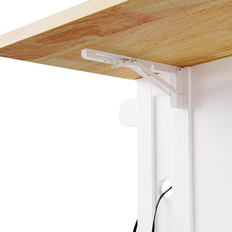 53"Kitchen Island with 2 Bar Stools,Power Outlet,Door Internal Storage Rack,5 Wheels,Drop Leaf,5 Open Side Racks,3 Drawers