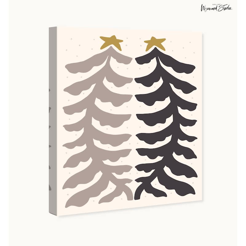 Wynwood Studio Canvas Holiday and Seasonal Ferns as Pines Gray Modern & Contemporary Wall Art Canvas Print