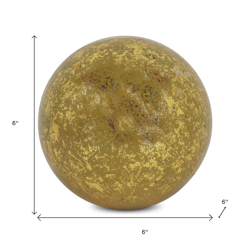 HomeRoots 6" Gold Paper Mache Hand Painted Orb Decorative Orb - 6.00 in. x 6.00 in. x 6.00 in.