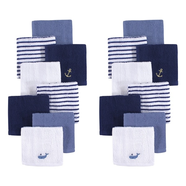 slide 1 of 1, Hudson Baby Infant Boy 16Pc Super Soft Cotton Washcloths, Anchor, One Size - Anchor - One Size One Size - Anchor