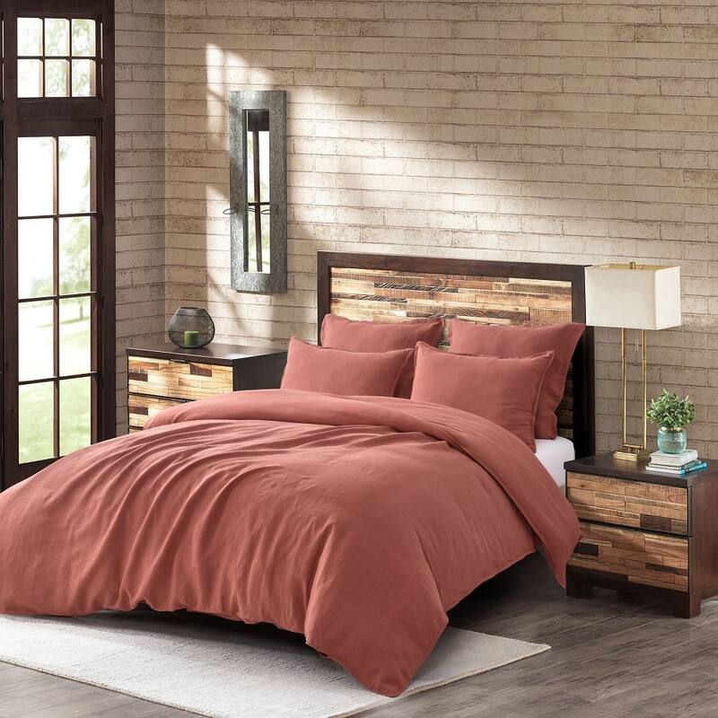 WHOLINENS Stone Washed Linen Duvet Cover with Pillow Shams 3Pcs Set