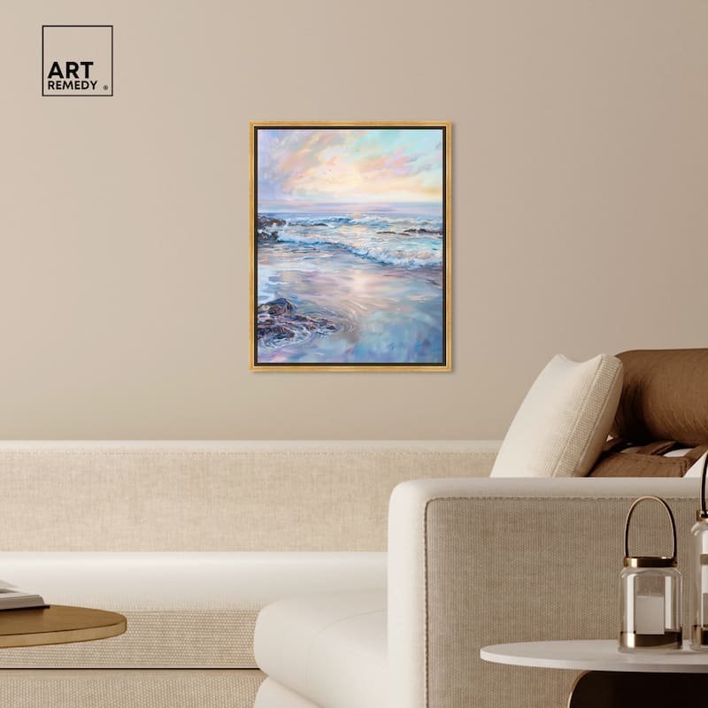 Art Remedy Dreamy Shoreline Framed Sailing 1 Piece Canvas Wall Art