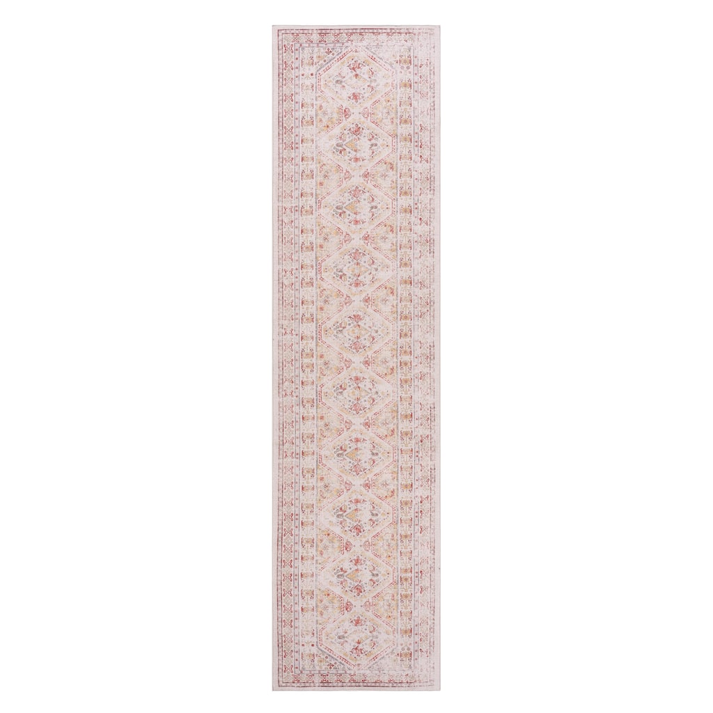 LOOM & LUXE Beige Washable Runner Rug - 120" D x 30" W x 0.14" H