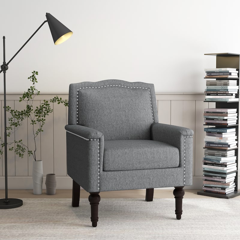 Contemporary Accent Armchair with Nailheads Living Room Furniture - GRAY