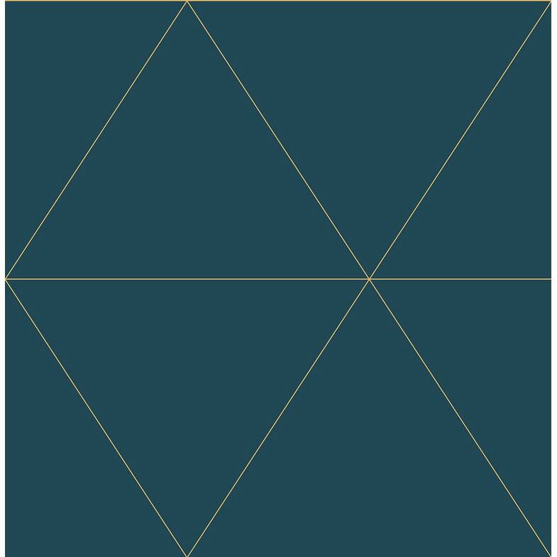 Brewster Twilight Teal Modern Geometric Wallpaper - 20.5in x 396in x 0.025in