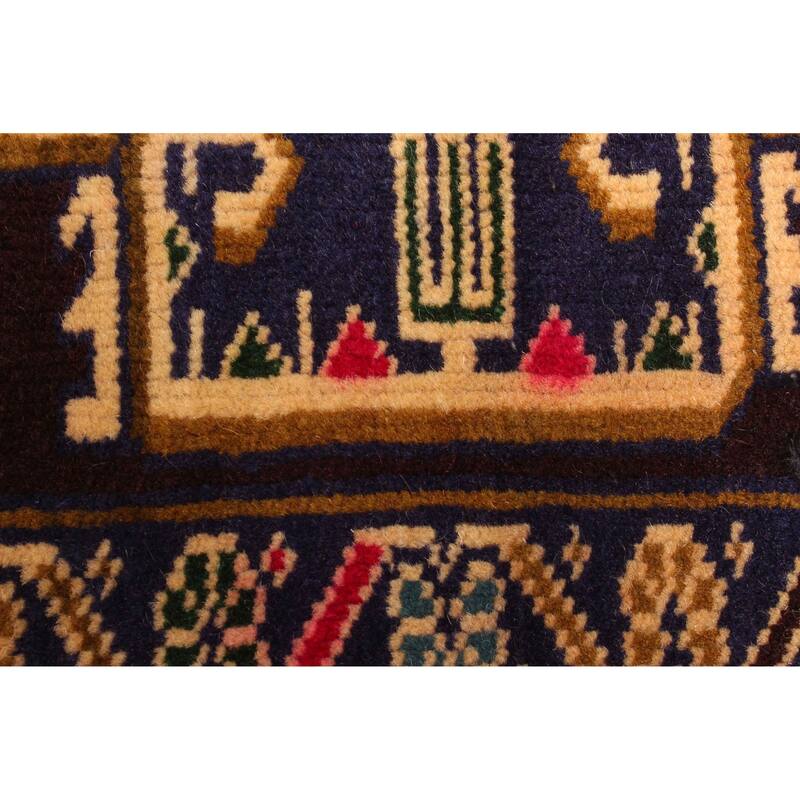 ECARPETGALLERY Hand-knotted Teimani Dark Navy Wool Rug - 2'7 x 4'6